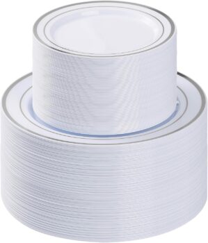 BESTVIP 200PCS Silver Plastic Plate...