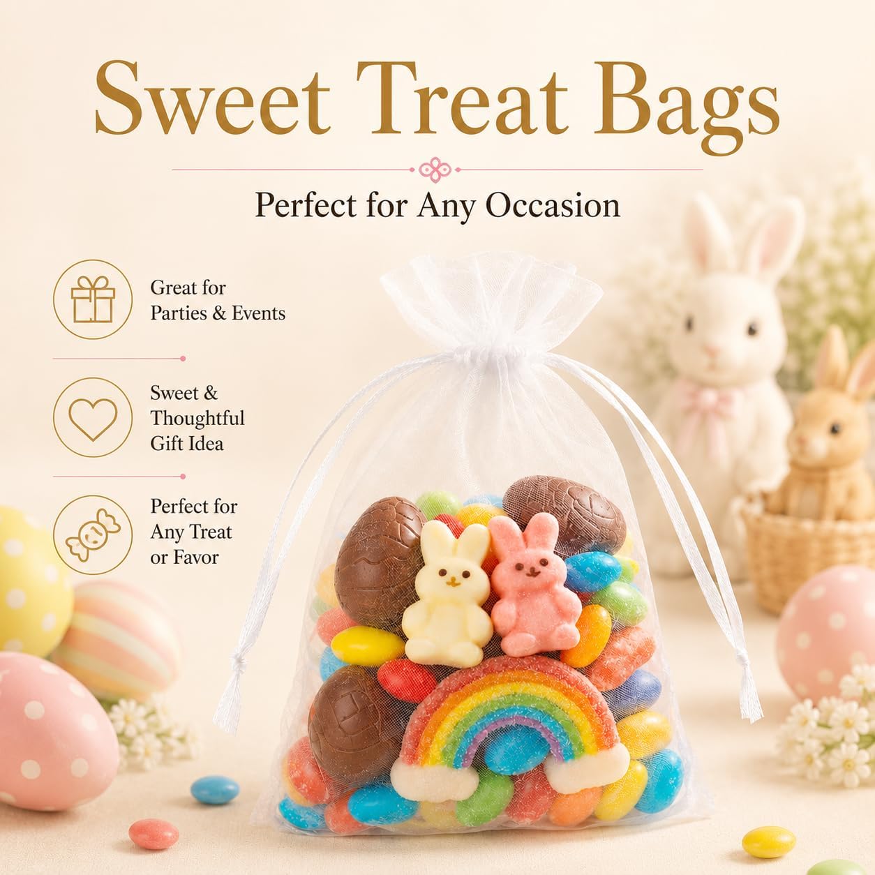 ANZNKU 50 Pack Organza Bags 5 x 7 in White Small Mesh Gift Bags Bulk Drawstring for Wedding Party Favors, Little Goodie Bag for Candy Jewelry Soap Makeup, Treat Sachet Pouch for Baby Shower Graduation - Image 7