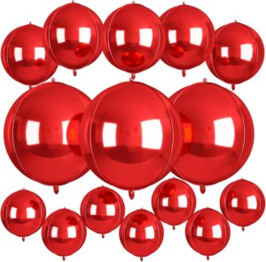 15 Pcs Red Round Foil Balloons, 22/...