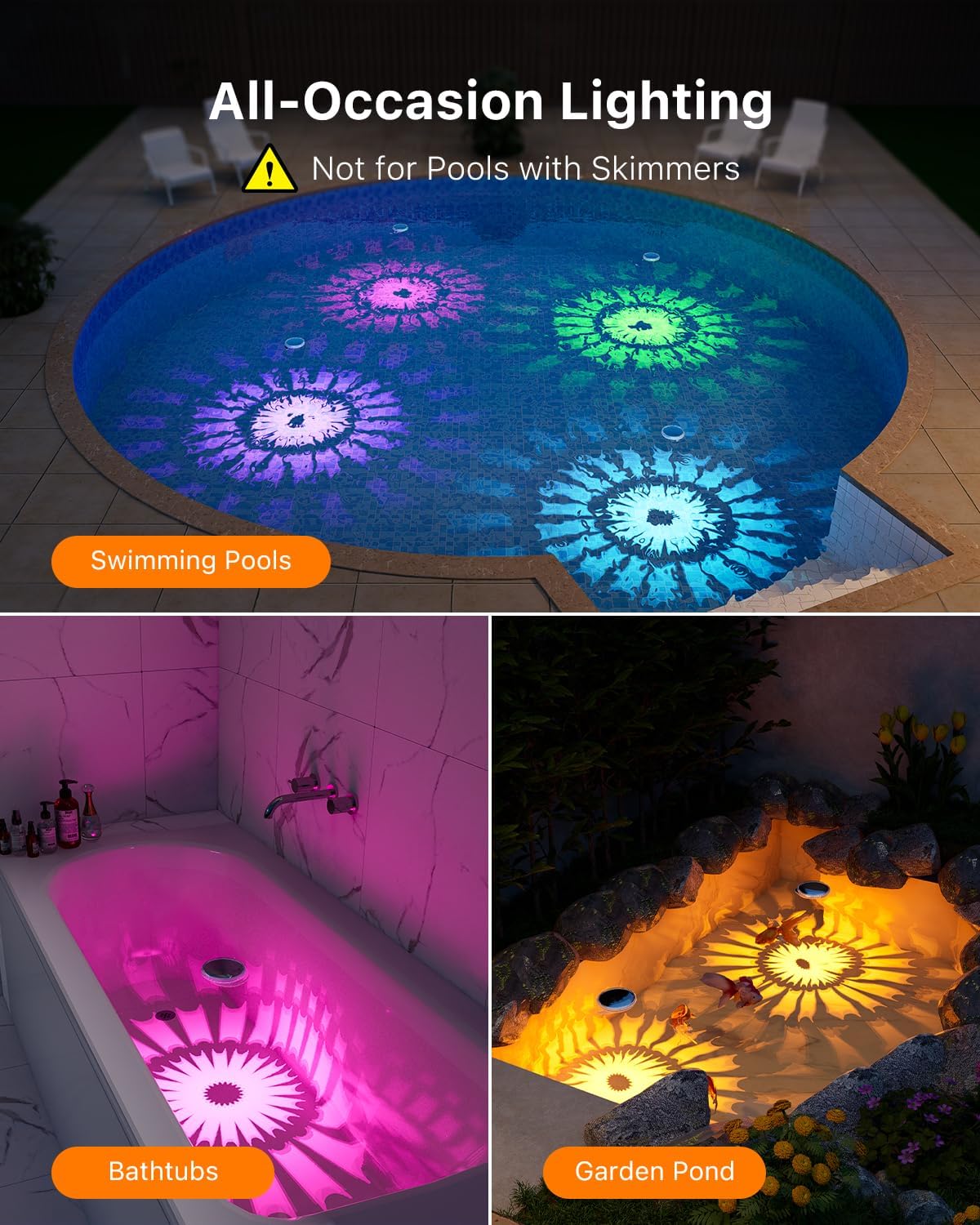 Solar Floating Multicolor Pool Lights with Remote Timer Waterproof Lamp 9 Fixed Adjustable Color for Family Night Swimming Security Lighting, Use to Yard, Garden, Outdoor Inground Pool, Ponds, Hot Tub - Image 7