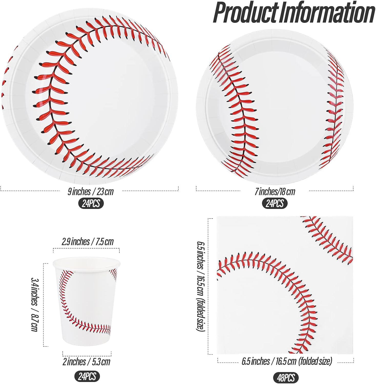 ADXCO 120 Pieces Baseball Party Supplies Tableware Set Disposable Paper Plates Napkins Cups 7 Inch 9 Inch Birthday Favors Decorations for Sport Themed Party Serves 24 - Image 2