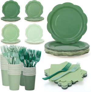 192Pcs Green Plates and Napkins Par...
