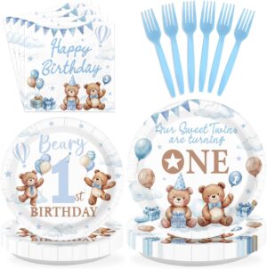 96Pcs Bear 1st Birthday Party Suppl...