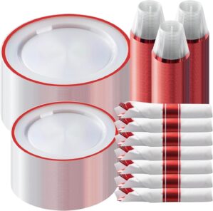 Goodluck 350 Piece Red Plastic Dinn...