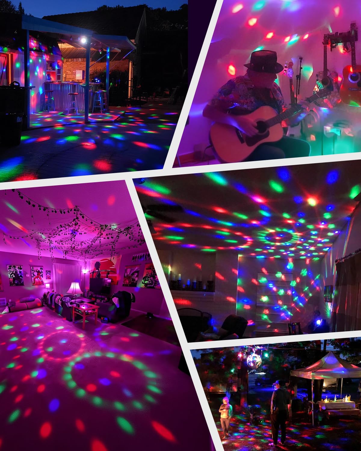 Luditek 2-Pack Portable Sound Activated Party Lights Indoor, Battery Powered/USB Dj Disco Ball Strobe Lights for Car Room, Adults Gifts, New Years Eve Party Supplies 2025 Christmas Decorations - Image 5