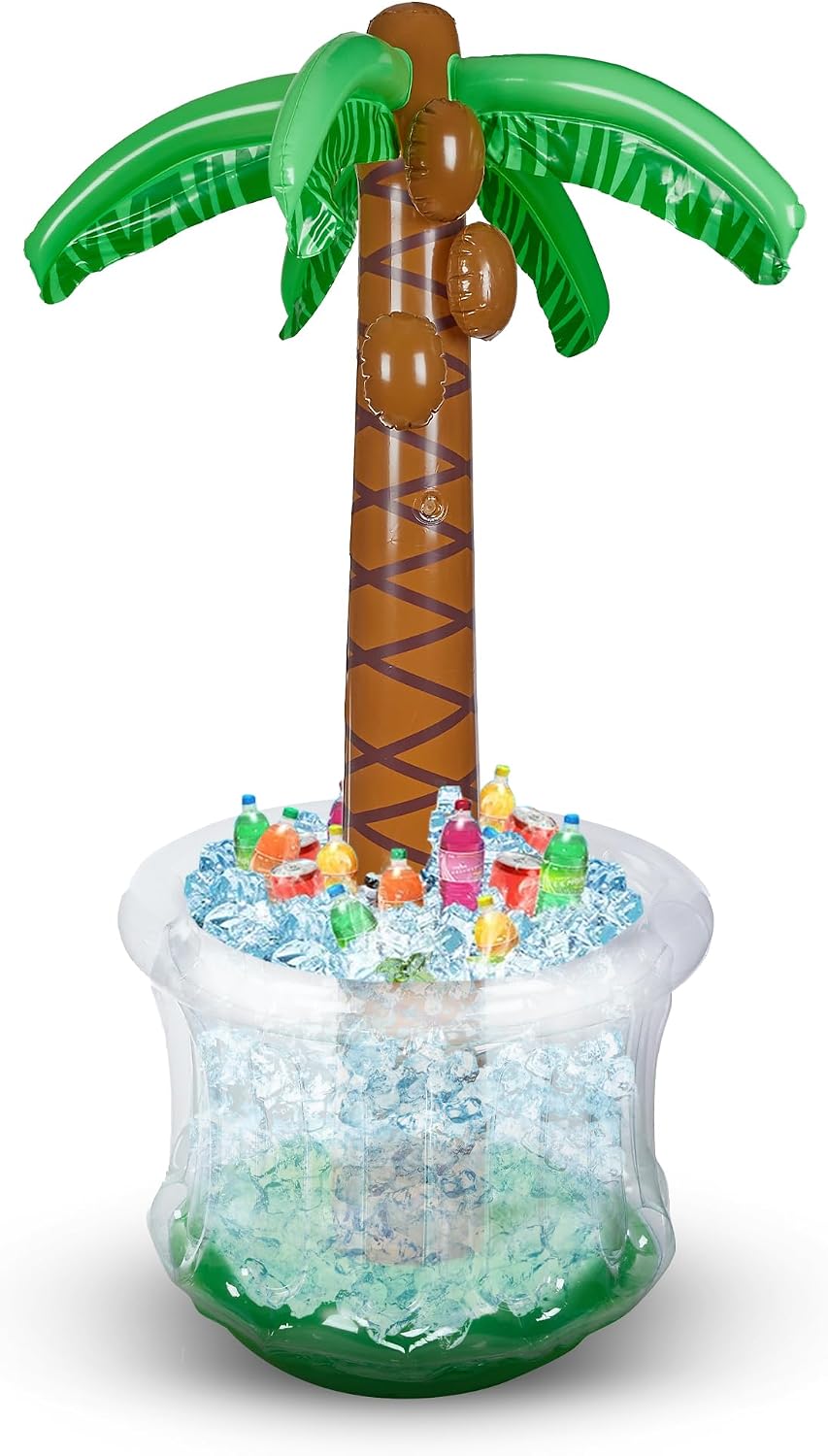 Playbees Inflatable Palm Tree Cooler - Blow Up Palm Tree Party Cooler, Luau Hawaiian Tropical Beach Theme, Summer Swimming Pool Party Decorations - Outdoor Party Supplies - Kids Adults Birthday - Image 8