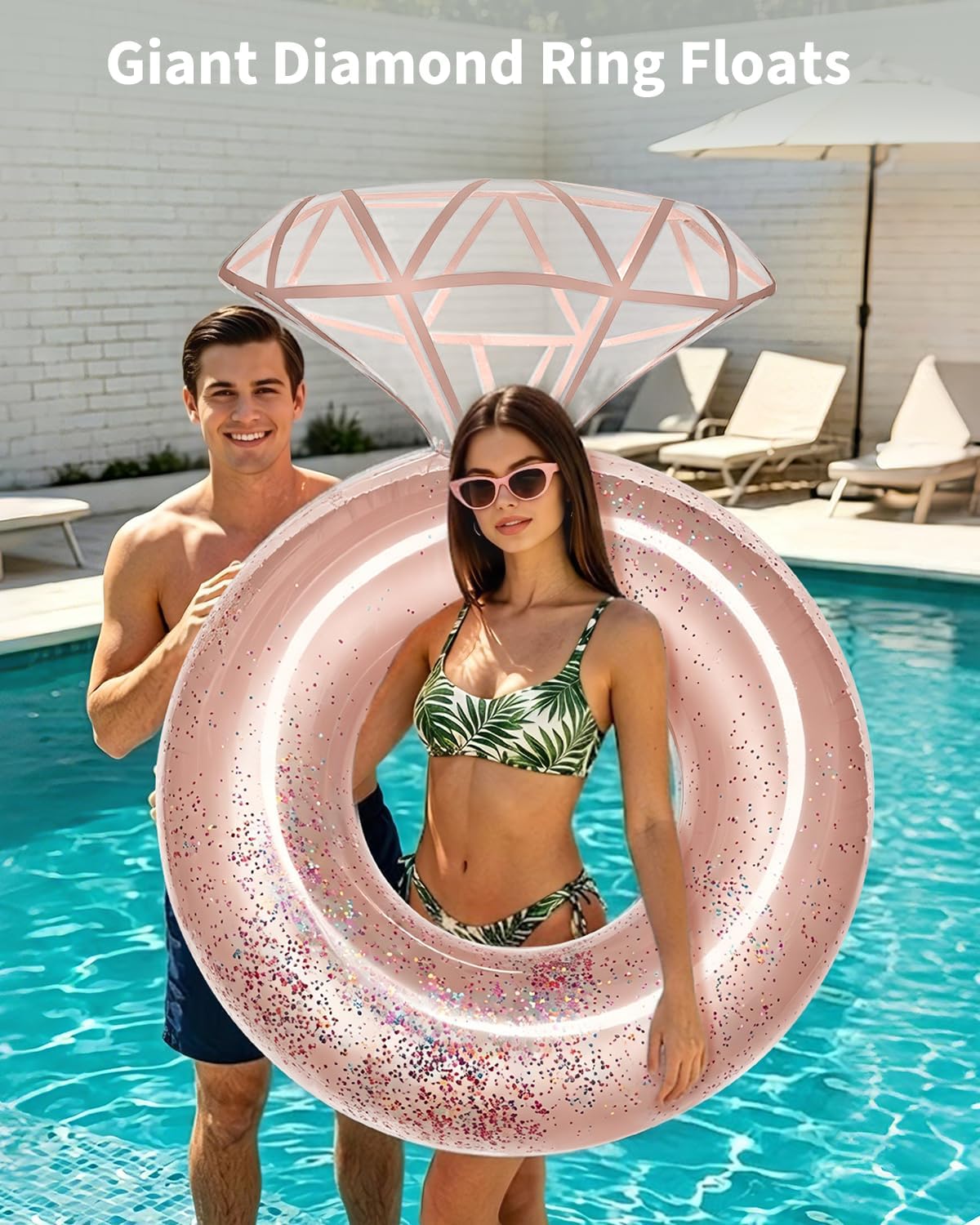 Bachelorette Pool Floats Adult, Inflatable Dimond Bride Ring Pool Float for Bachelorette Party, Engagement Party Decorations Swim Tube Favors for Beach Lake Wedding Decor Fun Toy Gifts - Image 3