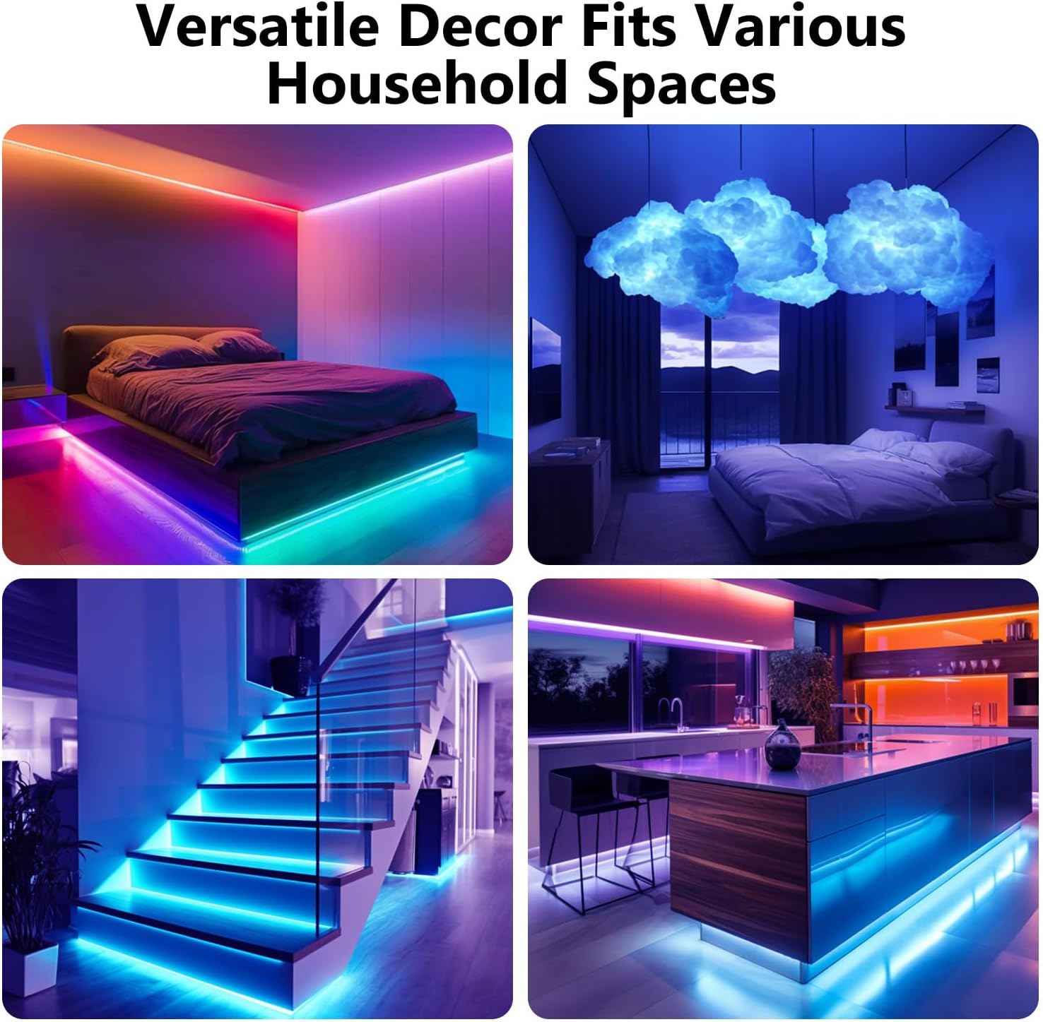 DAYBETTER LED Strip Lights 110ft, Smart Lighting Strips with App Remote Control, RGB Music Sync Color Changing Lights for Bedroom Kitchen Party Home Decor Luces led para cuarto (1 Roll) - Image 7