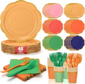 192Pcs Colorful Paper Plates and Na...