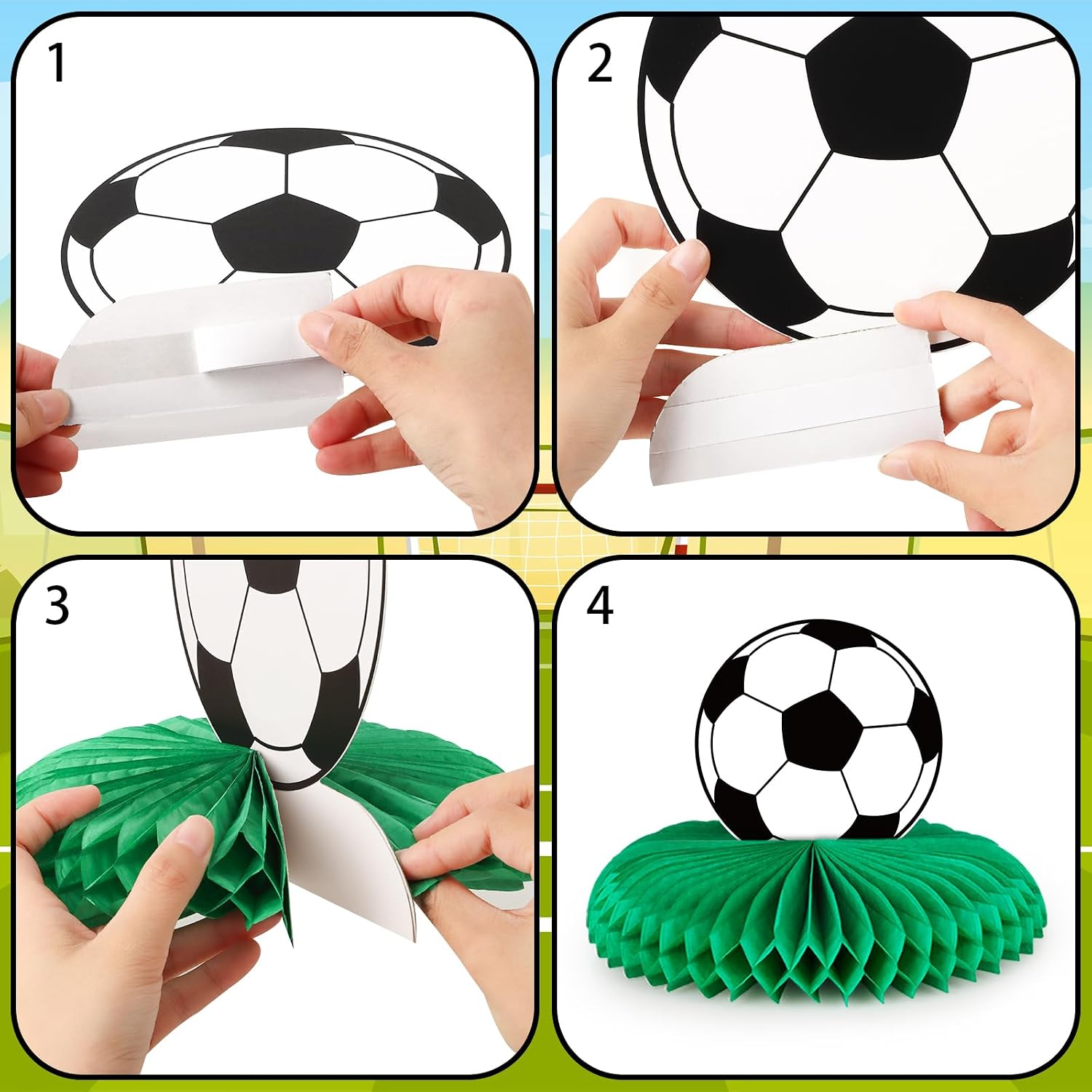 12 PCS Soccer Party Decorations Soccer Honeycomb Centerpieces for Table Sports Themed Tabletop Honeycomb Table Decorations for Boys Birthday Supplies Baby Shower - Image 3