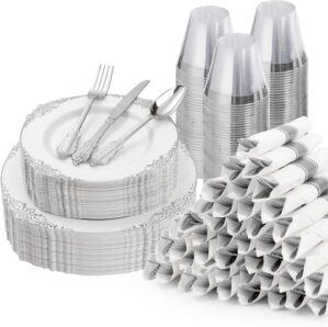 Bestluck 350PCS Silver Plastic Plat...