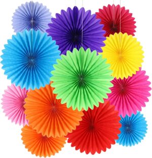 BestoFun 12PCS Paper Fans Mexican P...