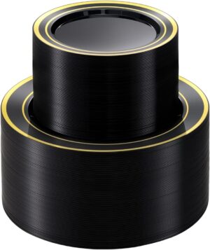 BESTVIP 200PCS Black Plastic Plate ...