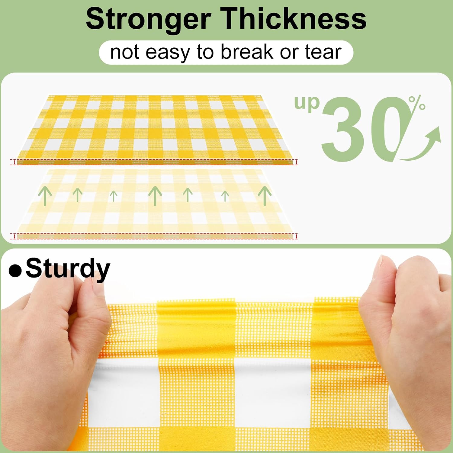misaya 4 Packs Buffalo Disposable Table Cloth, 54 x 108 Inch Waterproof Plastic Tablecloth, Rectangle Yellow and White Checkered Table Covers for Picnic, Birthday, Party, Back to School - Image 2