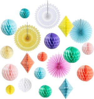 20Pcs Multi-Color Paper Honeycomb D...