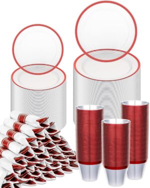 BESTVIP 700PCS Disposable Clear Red...