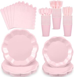 NatNarr 175 Pcs Pink Paper Plates a...