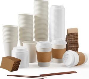 [100 Pack] 12 oz Paper Coffee Cups,...