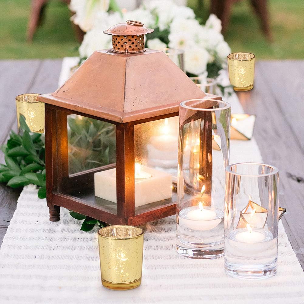 DARJEN 24 Pcs Gold Tea Lights Candles Holders for Wedding Centerpieces, Votive Candle Holders for Party Home Wedding Shower Decorations, Table - Mercury Glass Votives - Image 7
