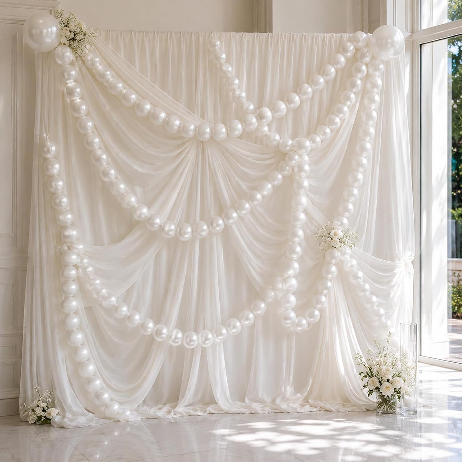 Pearl White Linking Balloons,100pcs 6 Inch Quick Link Long Balloons for Tying Balloon Arch,Tails Balloon Wall,for Wedding Anniversary Engagement Birthday Baby Shower Graduation Party Decorations - Image 6