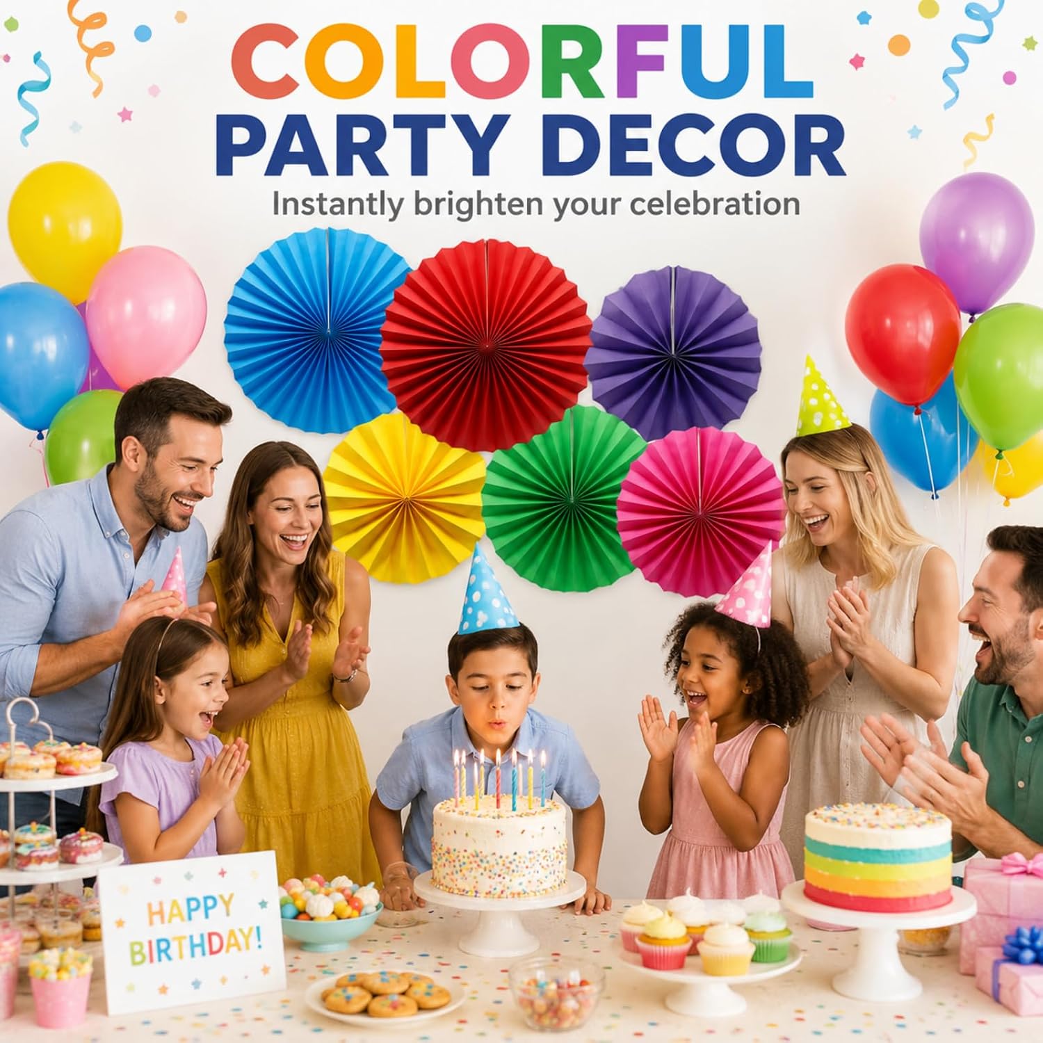6 Pack Colorful Hanging Paper Fans, Round Pattern Paper Garlands Vibrant Fiesta Pinwheels for Birthday, Back to School Classroom Decor, Baby Shower, Graduation, Wedding Holiday Celebrations - Image 6