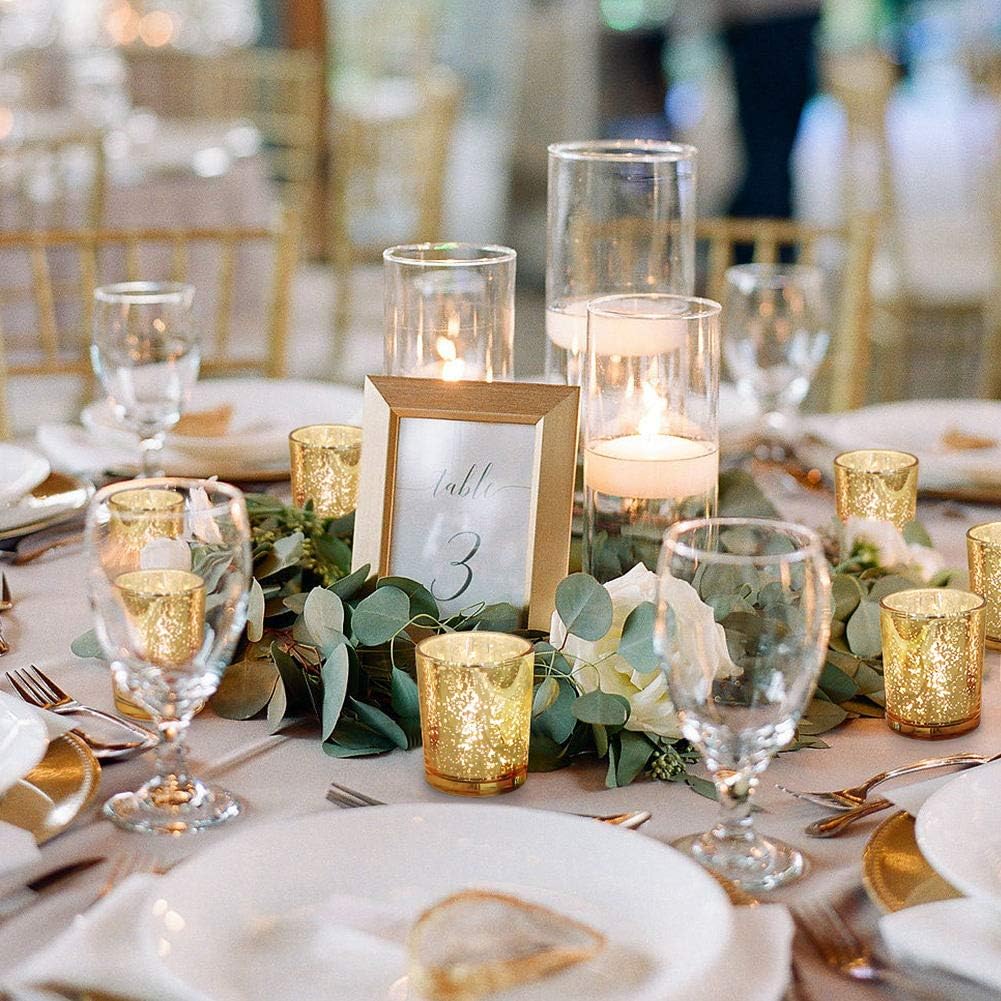DARJEN 24 Pcs Gold Tea Lights Candles Holders for Wedding Centerpieces, Votive Candle Holders for Party Home Wedding Shower Decorations, Table - Mercury Glass Votives - Image 6
