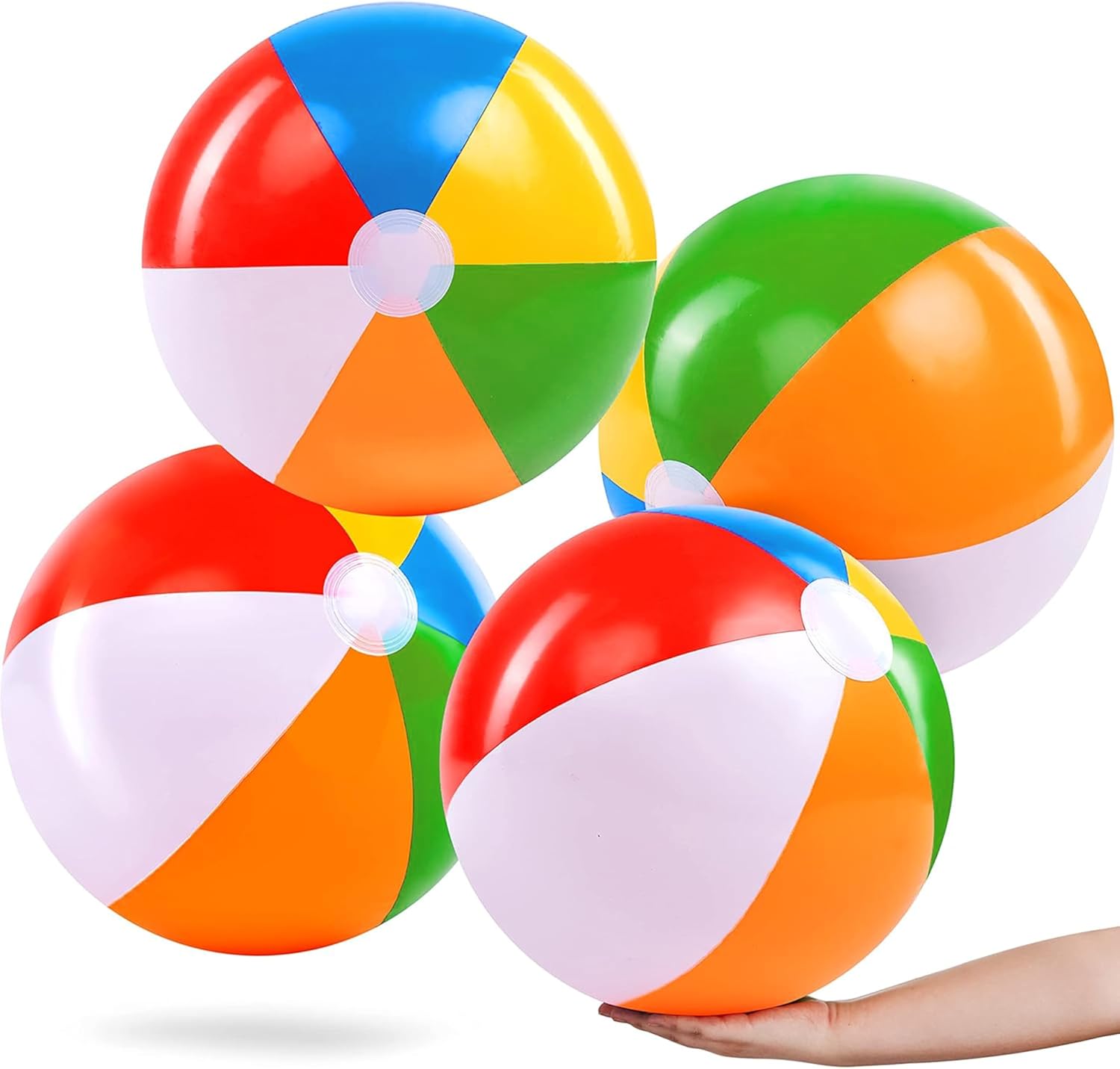 JOYIN 4-Pack 20" Beach Balls - Large Rainbow Beach Ball Inflatable Pool Toys for Party Supplies Decorations, Adults Kids Birthday Luau Summer Beach Water Games Beachball Party Favors - Image 8