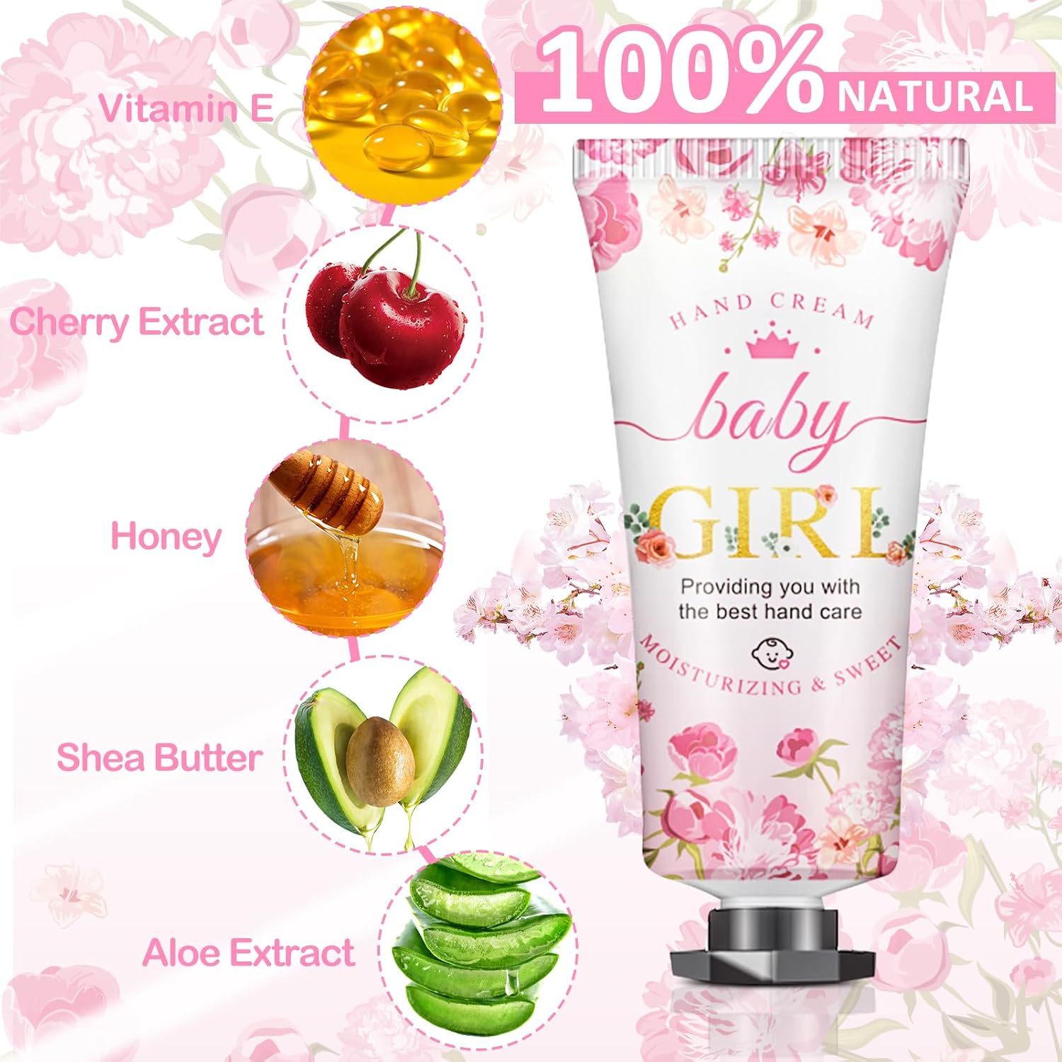 VISCOO 60 Sets Baby Shower Hand Cream Gifts, Baby Shower Party Favors for Guests, Hand Cream Set for Bridal Wedding Thank You Gifts, Travel Size Hand Lotion Bulk (Girl) - Image 4