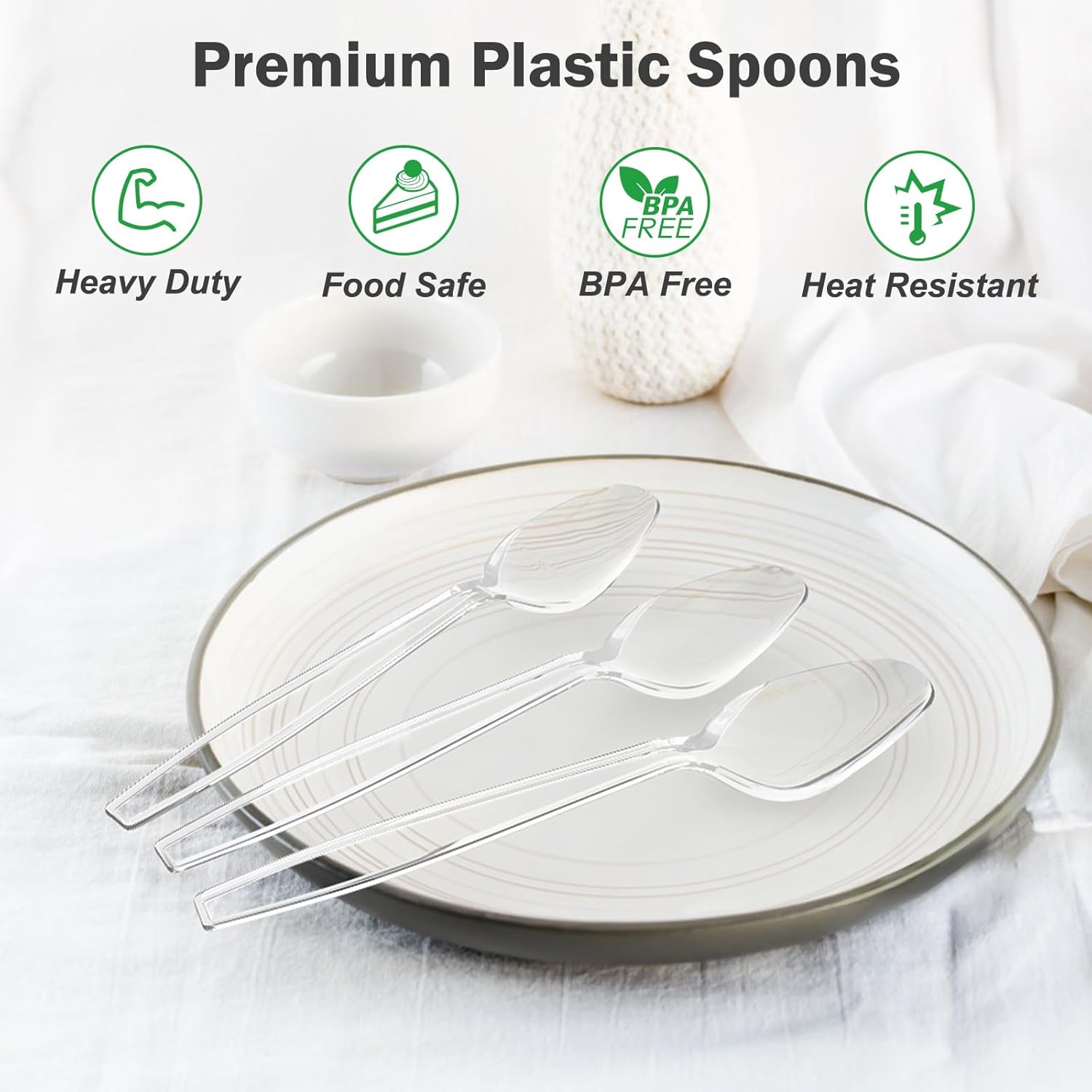 Dealusy 360 Count Clear Plastic Spoons Disposable, BPA-Free, Heat Resistant, Solid and Durable Disposable Spoons Heavy Duty Bulk, Premium Spoons plastic disposable for Party Supply - Image 3