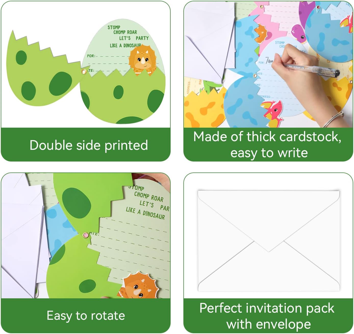 24 Pack Dinosaur Birthday Party Invitations Cards with Envelopes Dinosaur Party Supplies Fill In Birthday Dino Eggs Invite Cards Stickers for Kids Boys Girls Dinosaur Birthday Party Decorations Favor - Image 4