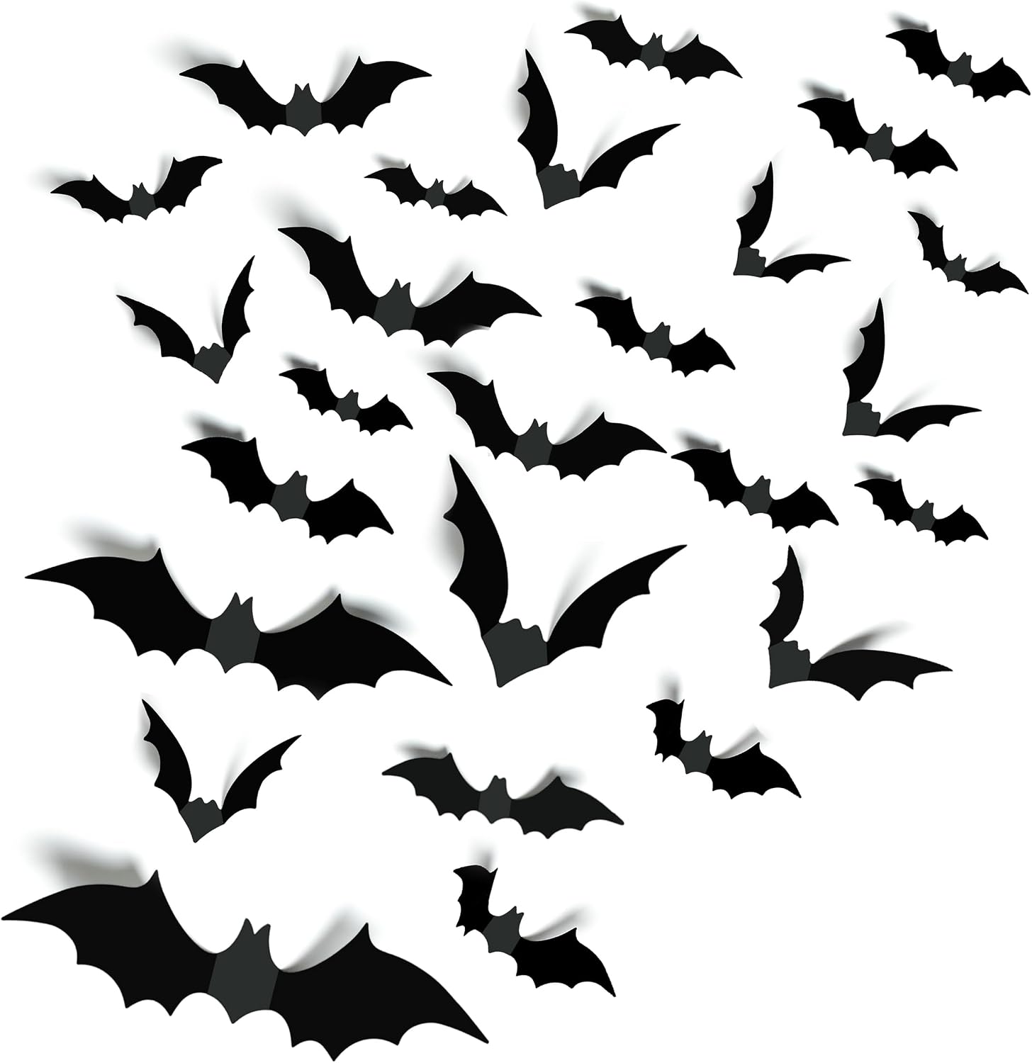 TDHDIKE Halloween Party Supplies & Decorations 140Pcs Realistic PVC 3D Black Scary Bat Wall Stickers for Creepy Home & Indoor Decor DIY Wall Decal Bathroom Decor