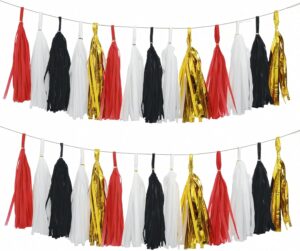 Red Black White Gold Paper Tassel, ...