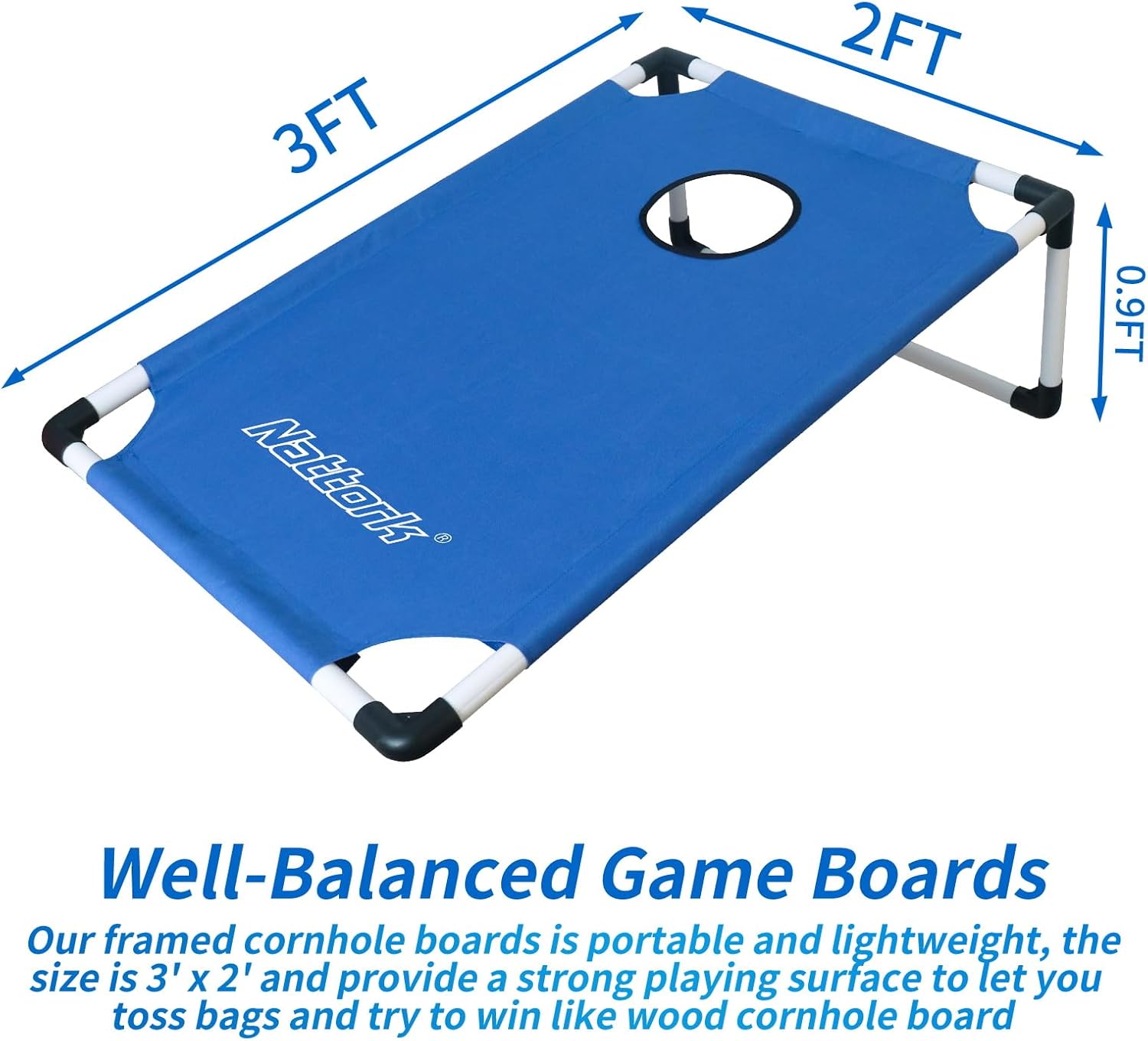 Portable Cornhole Set PVC Framed Corn Holes Outdoor Game Set with 2 Cornhole Boards, 8 Cornhole Bean Bags and Carrying Case, Camping Games Indoor Outdoor for Adults, Travel Camping Accessory - Image 4