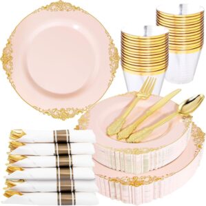 Nervure 175PCS Pink Plastic Plates ...