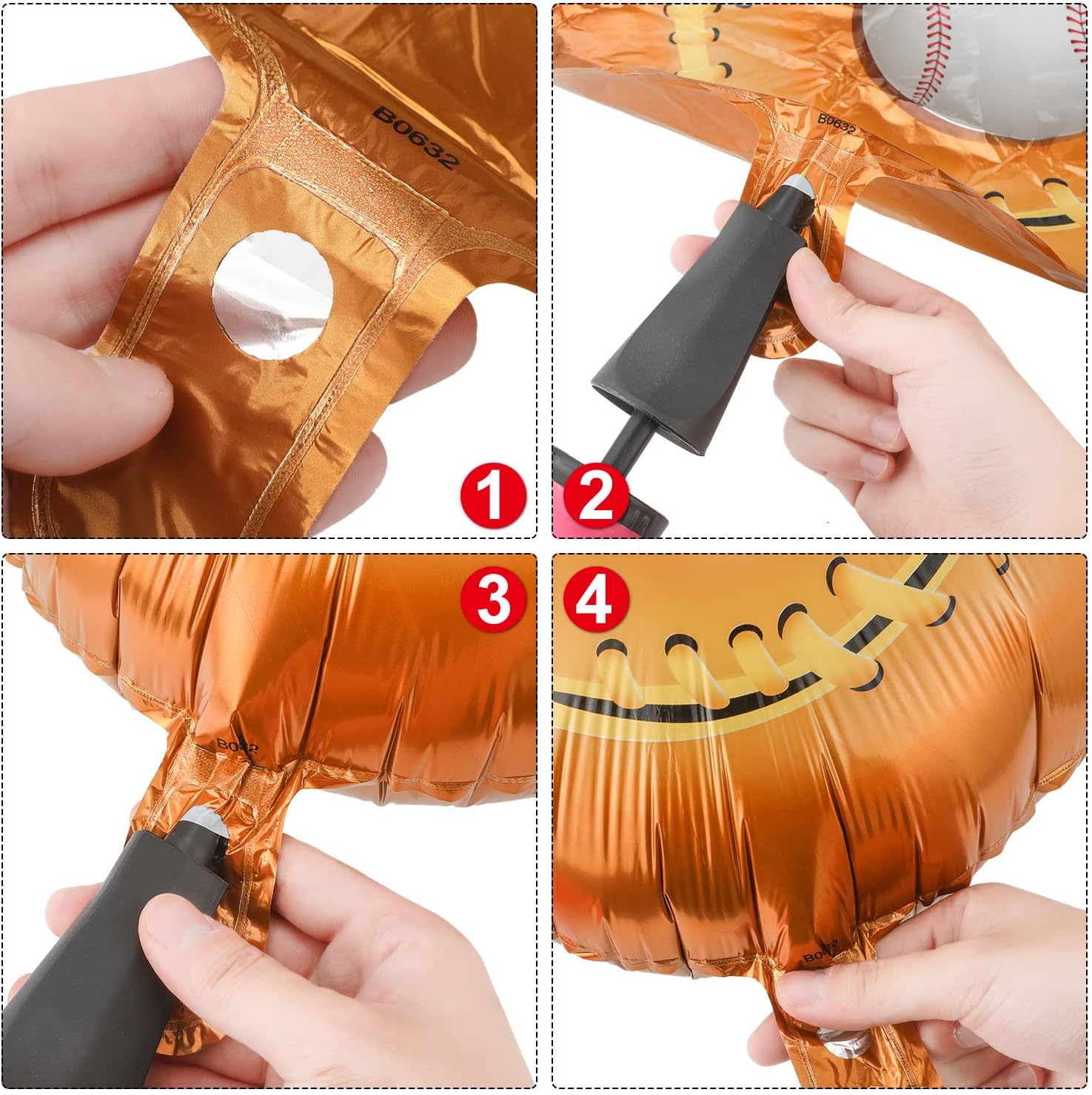 Skylety 8 Pcs Baseball Balloons Baseball Foil Glove Balloon Birthday Party Decorations 18'' Sports Themed Team Coach Stadium Photos Backdrop Senior Night Summer Party Decorations Supplies - Image 4