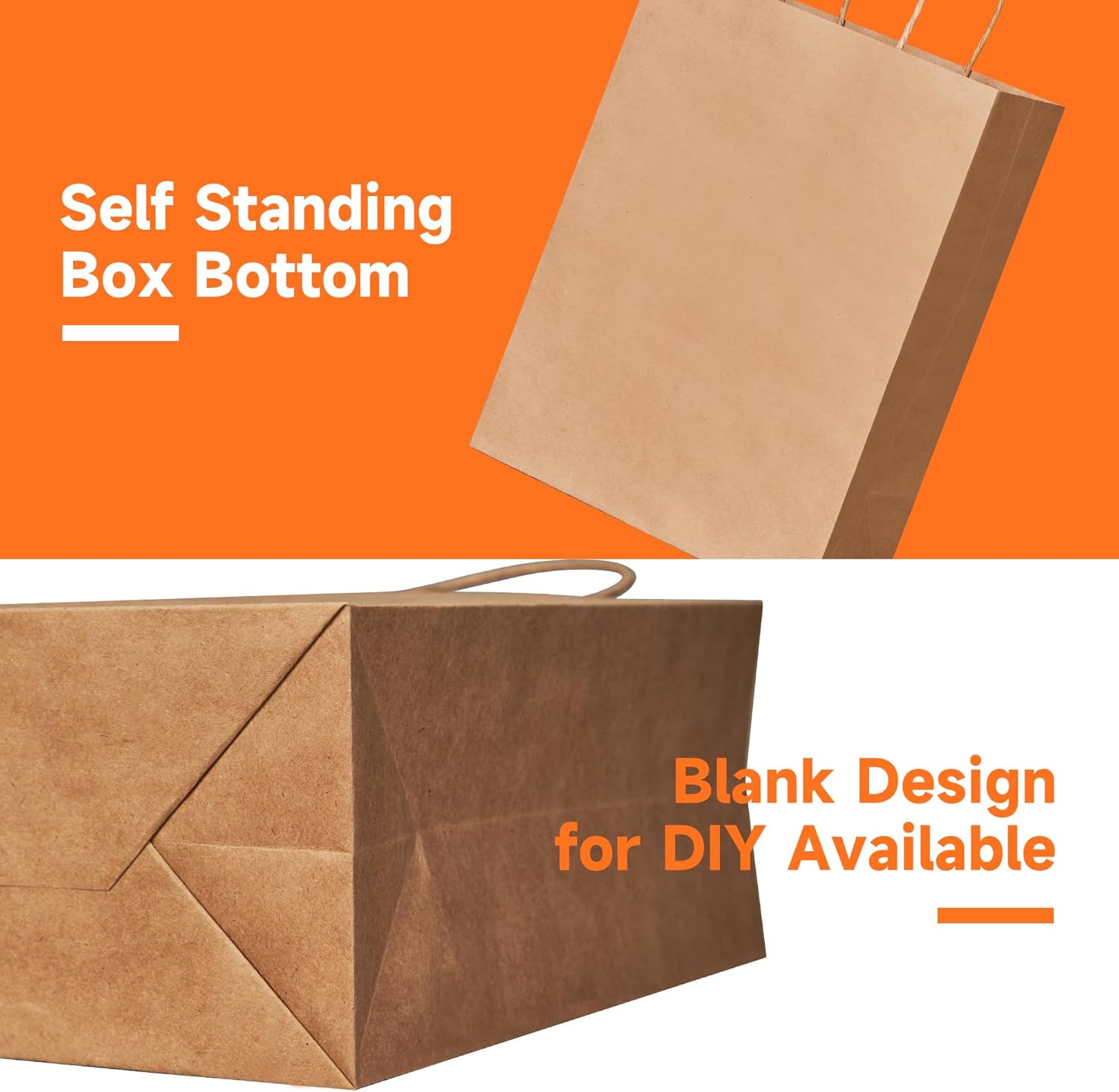 METAPRINT Brown Paper Gift Bags with Handles in Bulk, 100pcs Kraft Paper Bags 8x4.5x10.8 inch, Recyclable Shopping Bags for Retail, Grocery, Party Favors, Wedding - Image 4