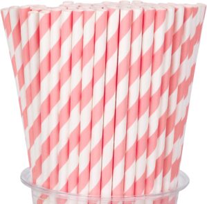 100 Packs Pink Biodegradable Stripe...