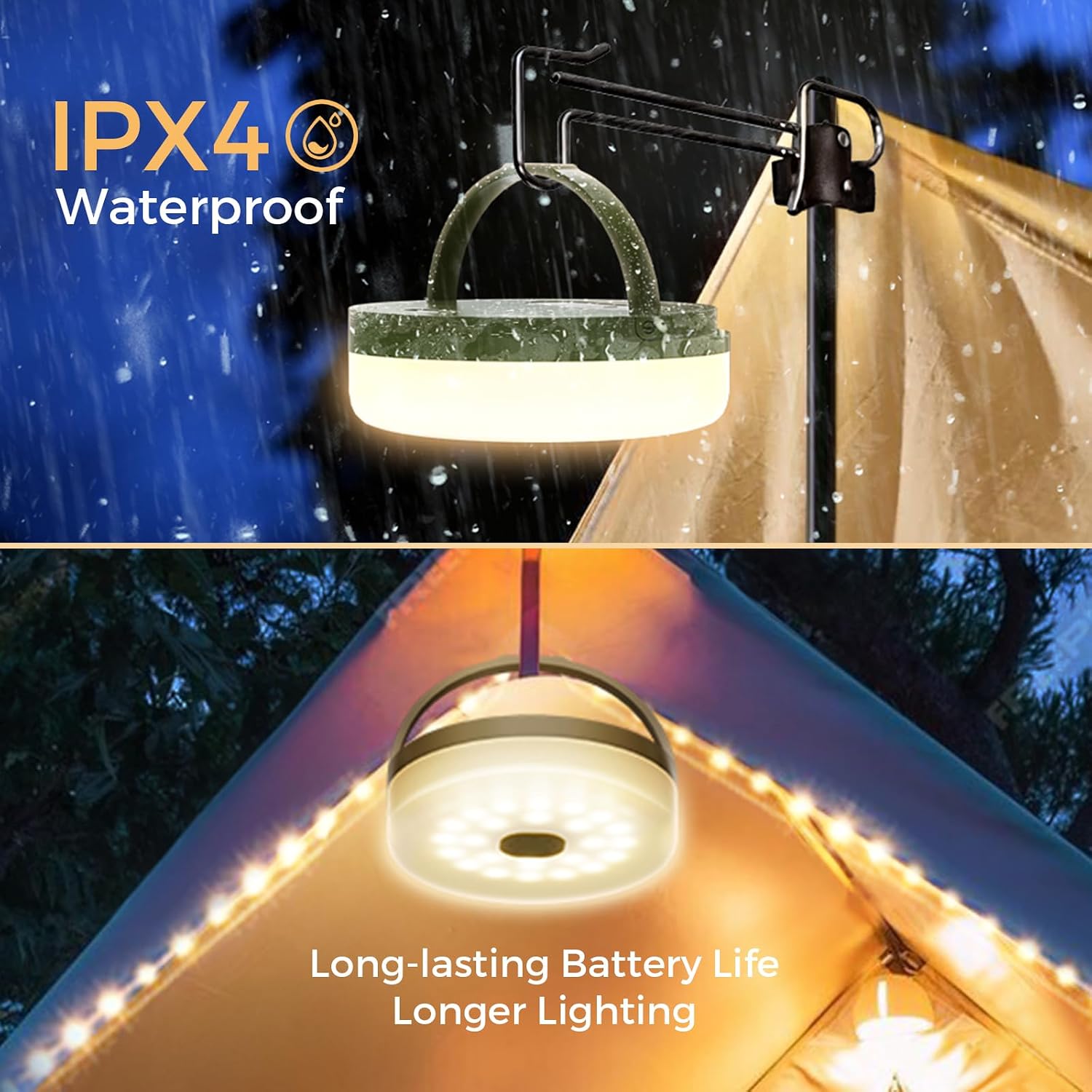 Camping String Lights, 32.8FT Rechargeable Camping Lights with Quick Storage Reel, 8 Modes Waterproof Hanging LED Camping Lights for Tent, RV Awning, Patio and Outdoor Camping Gear Essentials - Image 5