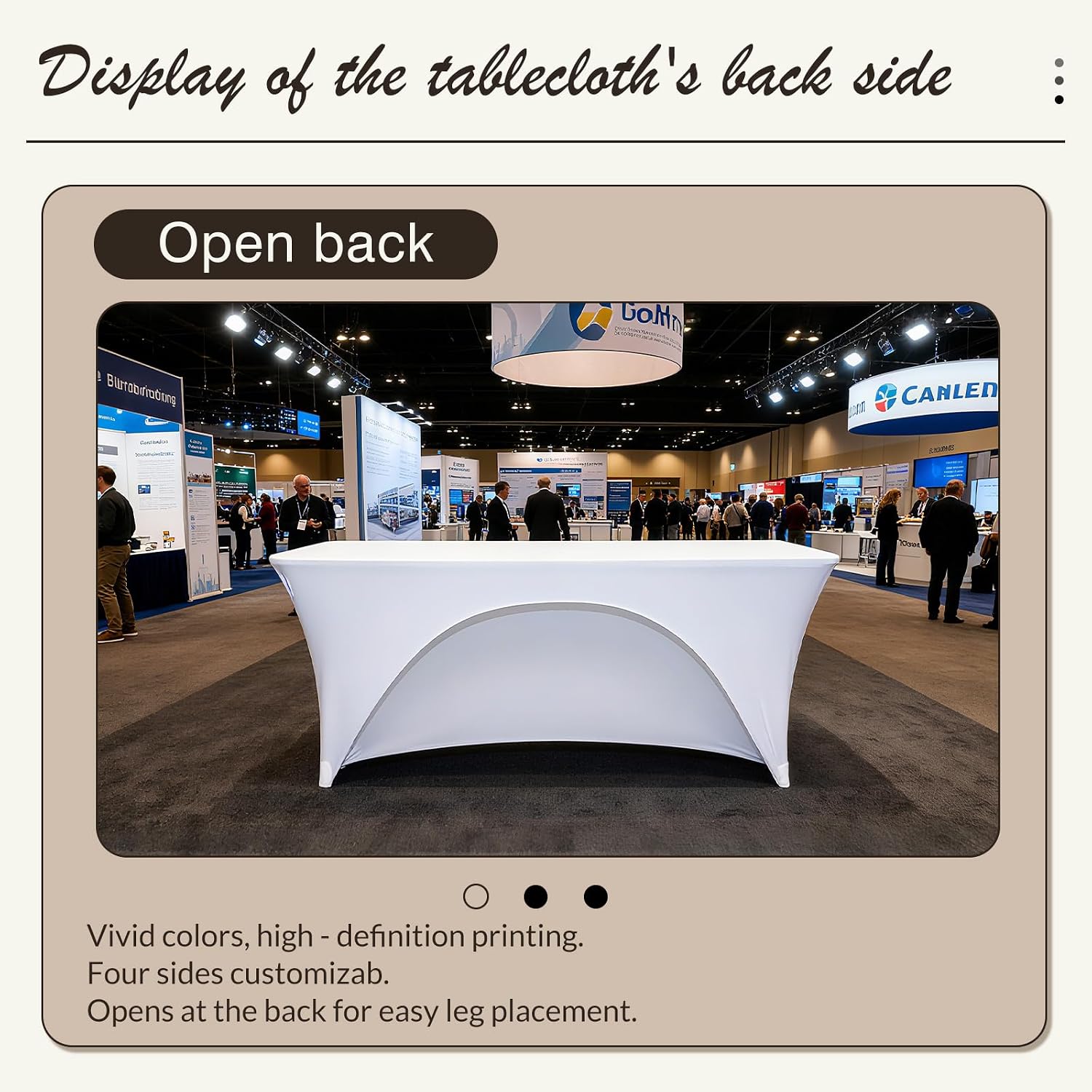 Custom Stretch Spandex Table Cloth with Business Logo 4/5/6/8 FT Personalized Table Cloths for Tradeshow Events/Company/School/Associations/Shop/Church/Club /Society Two Styles (4FT Open Back) - Image 2