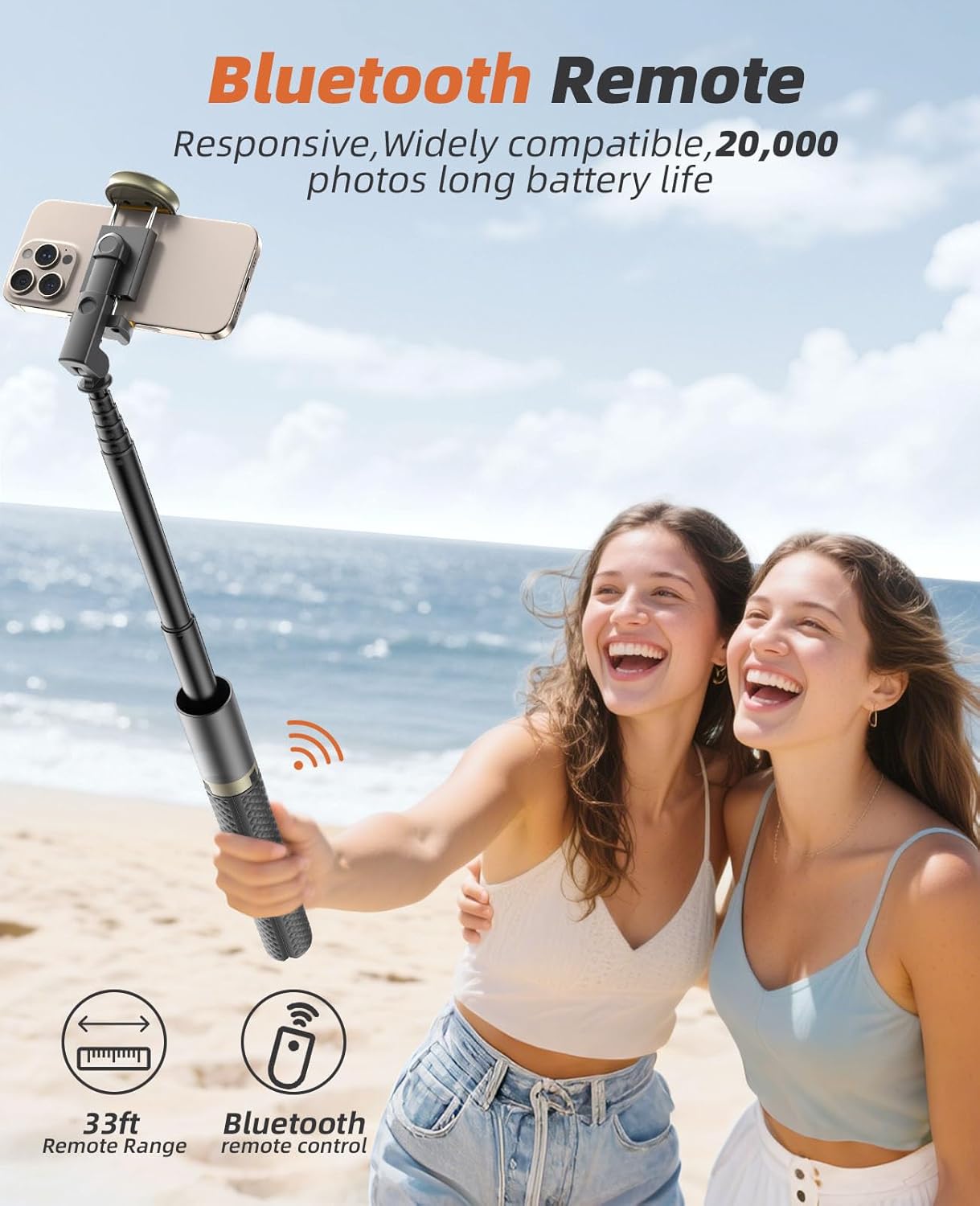 Vimose Phone Tripod & Selfie Stick with Remote, Portable, Lightweight for Video Recording Vlog, Extendable Travel Tripod Stand Compatible with iPhone Android, Black, 62" - Image 4