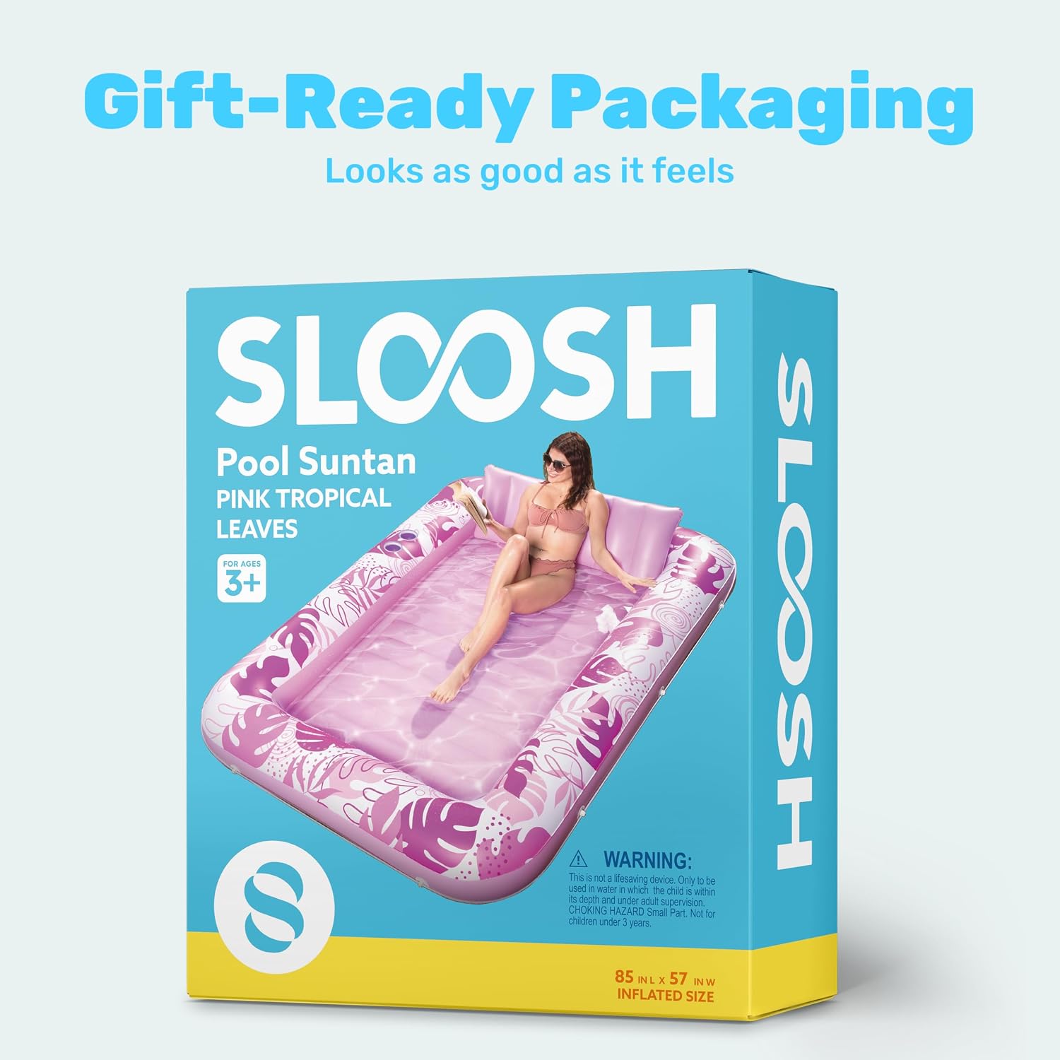 SLOOSH Inflatable Tanning Pool Lounger Float, 85" x 57" Extra Large Pool Floats Adult with Pillow, 4 in 1 Suntan Tub Raft Floatie,Sunbathing Bed Lounge Blow Up Ball Pit Party Gifts, XL-Hot Pink - Image 9