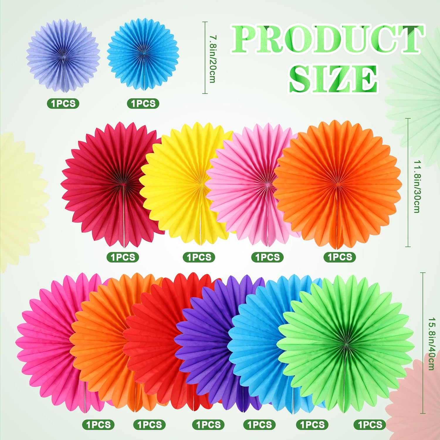 BestoFun 12PCS Paper Fans Mexican Party Decorations Tissue Paper Flowers Decorations Paper Fans Party Decorations for Girl Groovy Birthday Baby Shower Wedding Bachelorette Room Wall Hanging Décor - Image 3