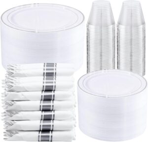 WELLIFE 350-Piece Silver Plastic Di...