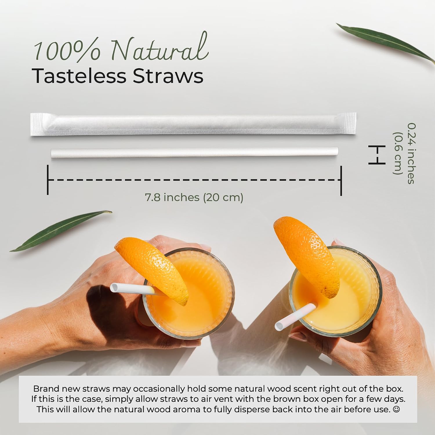 EcoPreps Biodegradable Bamboo Fiber Straws, Plastic-Free Individually Wrapped Straws | 100 Count, 100% Compostable, Eco-Friendly Drinking Straw | 7.8'' Plant Fiber Disposable Straw in White Paper Wrap - Image 3