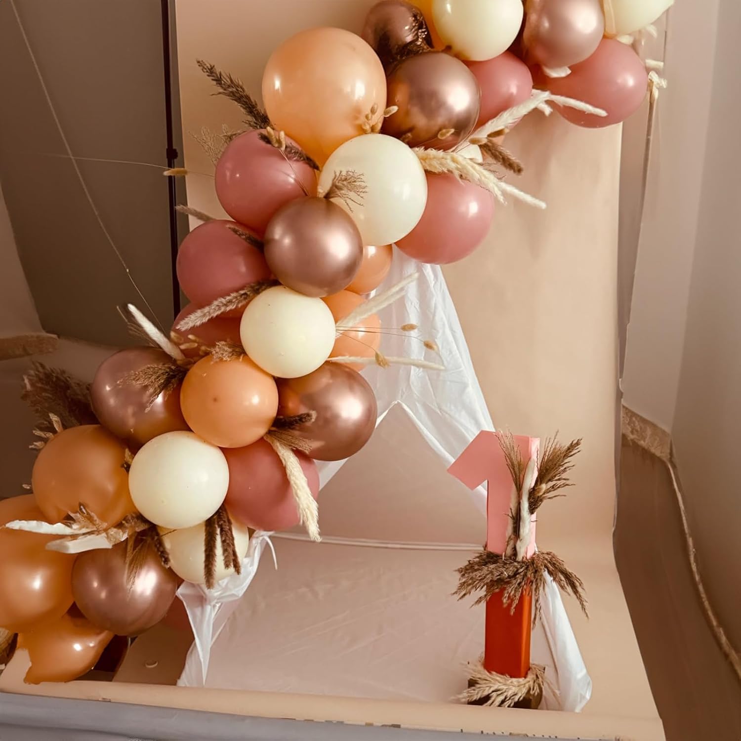 Retro Blush Pink Balloons, 60 Packs 12 Inch Dusty Pink Metallic Chrome Rose Gold White Sand Nude Balloons for Pumpkin Baby Shower Girls Women Boho Birthday Bridal Wedding Mothers Day Decorations - Image 7