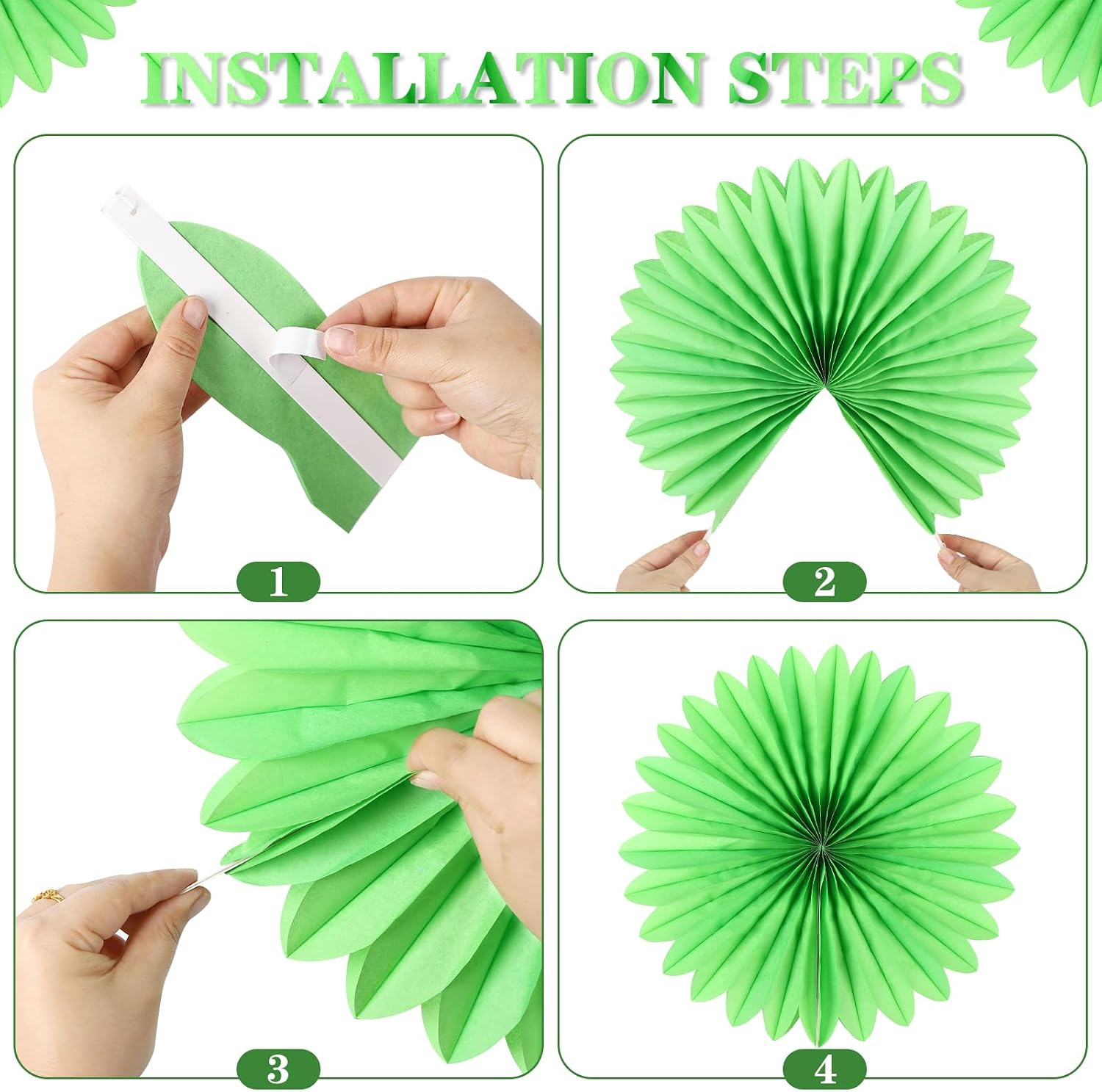 BestoFun 12PCS Paper Fans Mexican Party Decorations Tissue Paper Flowers Decorations Paper Fans Party Decorations for Girl Groovy Birthday Baby Shower Wedding Bachelorette Room Wall Hanging Décor - Image 4