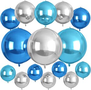 15 Pcs Blue and Silver Round Foil B...