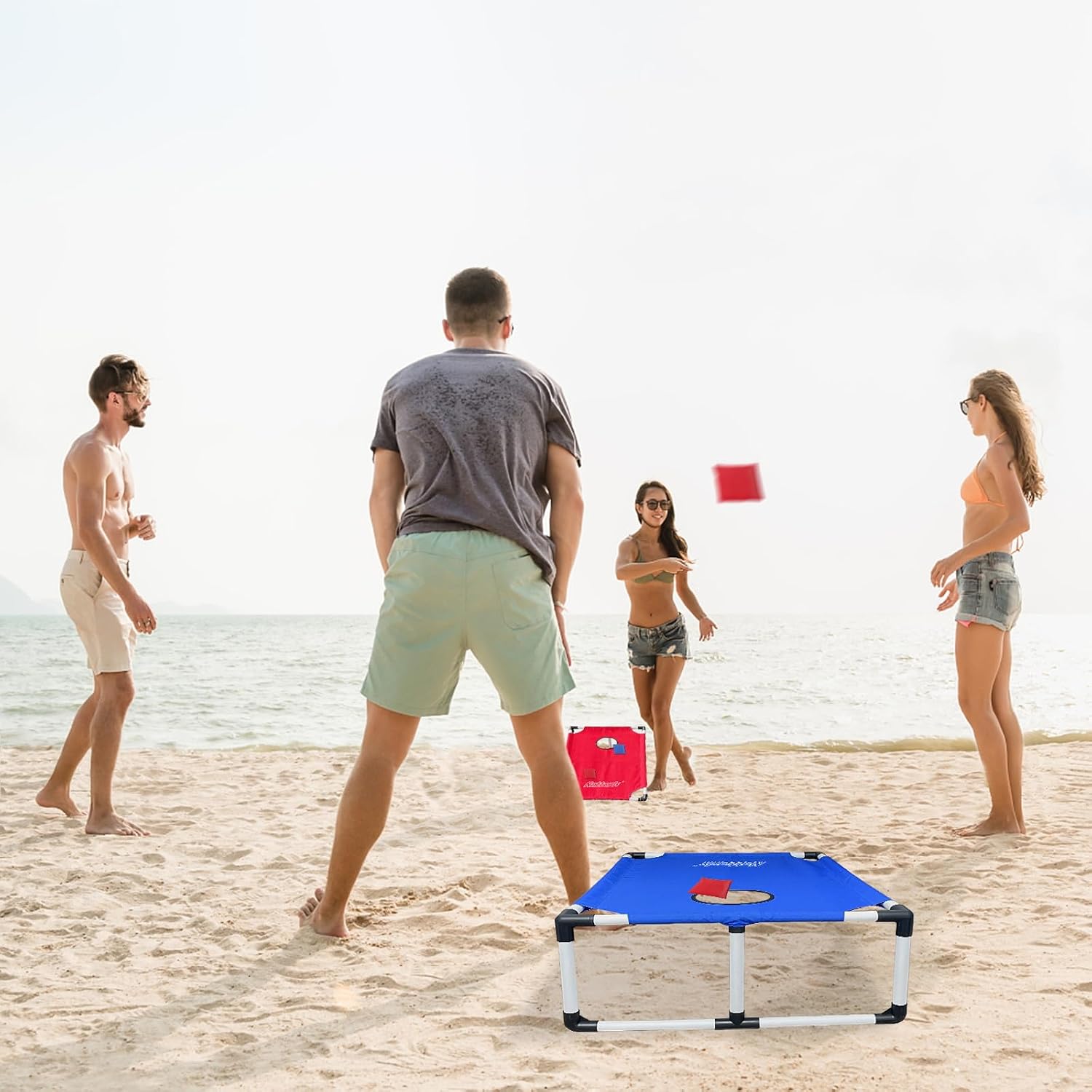 Portable Cornhole Set PVC Framed Corn Holes Outdoor Game Set with 2 Cornhole Boards, 8 Cornhole Bean Bags and Carrying Case, Camping Games Indoor Outdoor for Adults, Travel Camping Accessory - Image 6