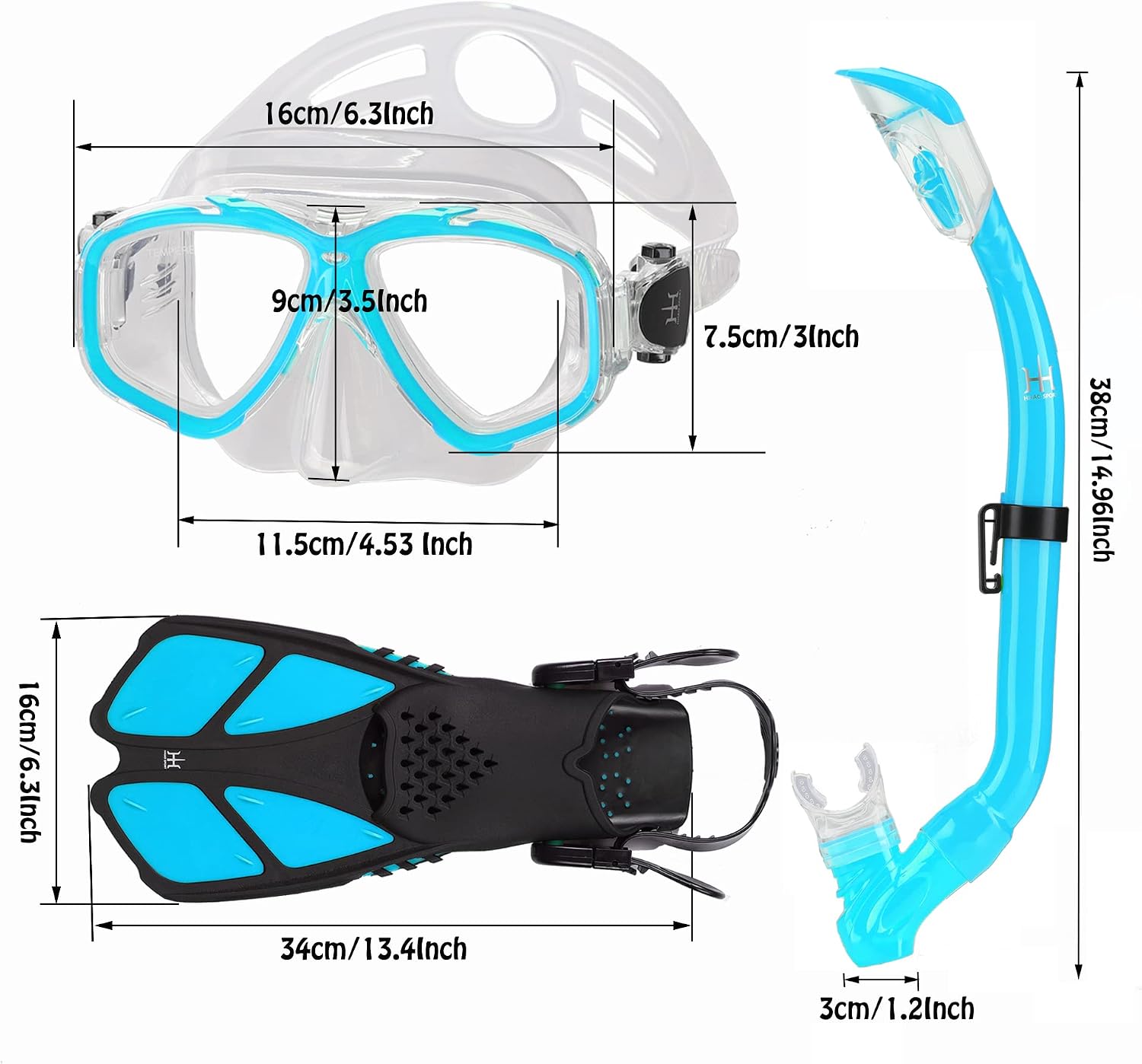 Kids Mask Fins Snorkel Set Snorkeling Packages, with Diving Mask, Snorkel, Adjustable Swim Fins, Mesh Bag, Anti-Fog Anti-Leak Snorkeling Gear for Kids for Snorkeling Swimming Diving - Image 7