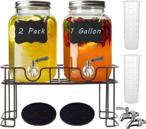1 Gallon Glass Drink Dispenser with...